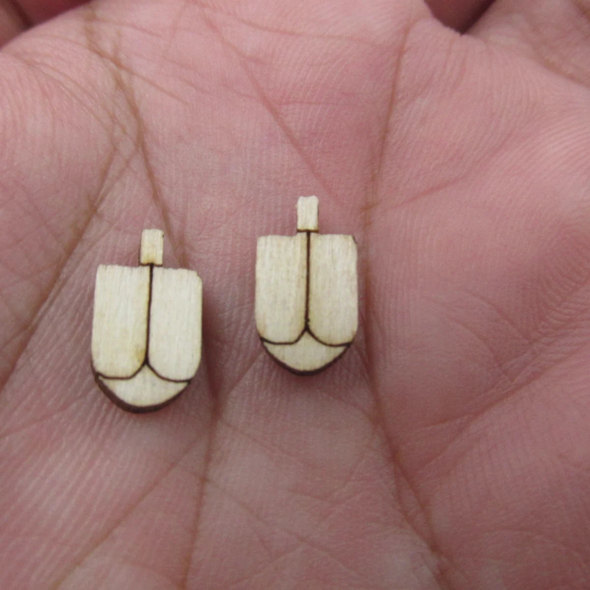 5 Pair Unfinished Blank Wooden Menorah Sombrero Hat Cabochon Dreidel Hanukkah Gefilte Boho Post Wood Earrings Stud