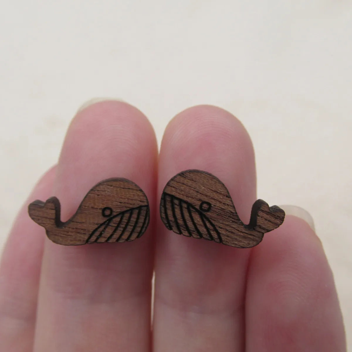 5 Pair Unfinished Wooden Cabochon Sea Animal whales Jewerly Accessory For DIY Handmade Earring Stud Pin