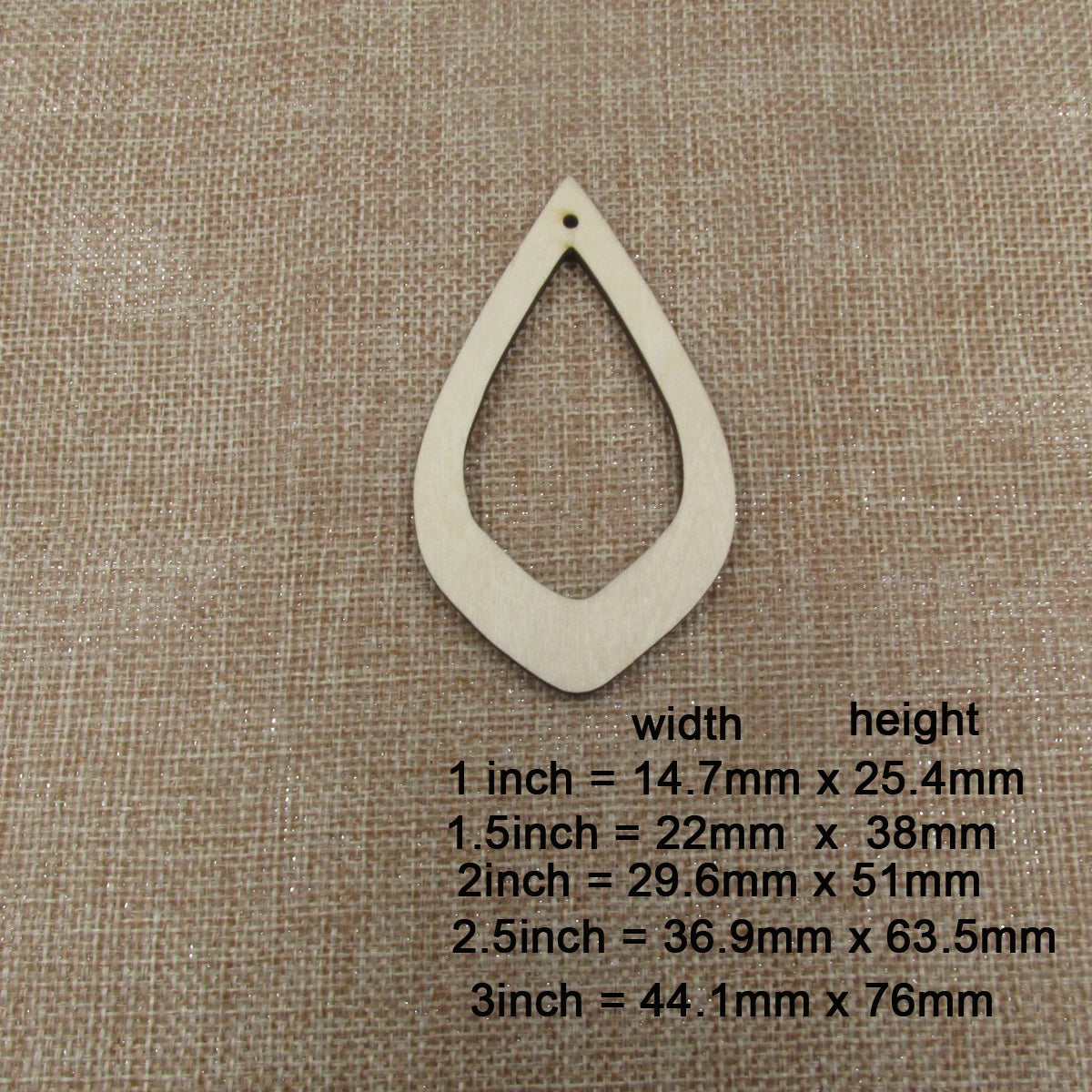 10pcs All Size DIY Unfinished Laser Cut Wood Earrings Blanks Small Thin Hollow Teardrop Shape For Jewelry