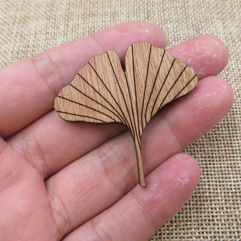 Unfinished Wood Ginkgo Leaf Shape Cutout Pendant Jewerly Finding Perfect for Earring Brooch Necklace Making