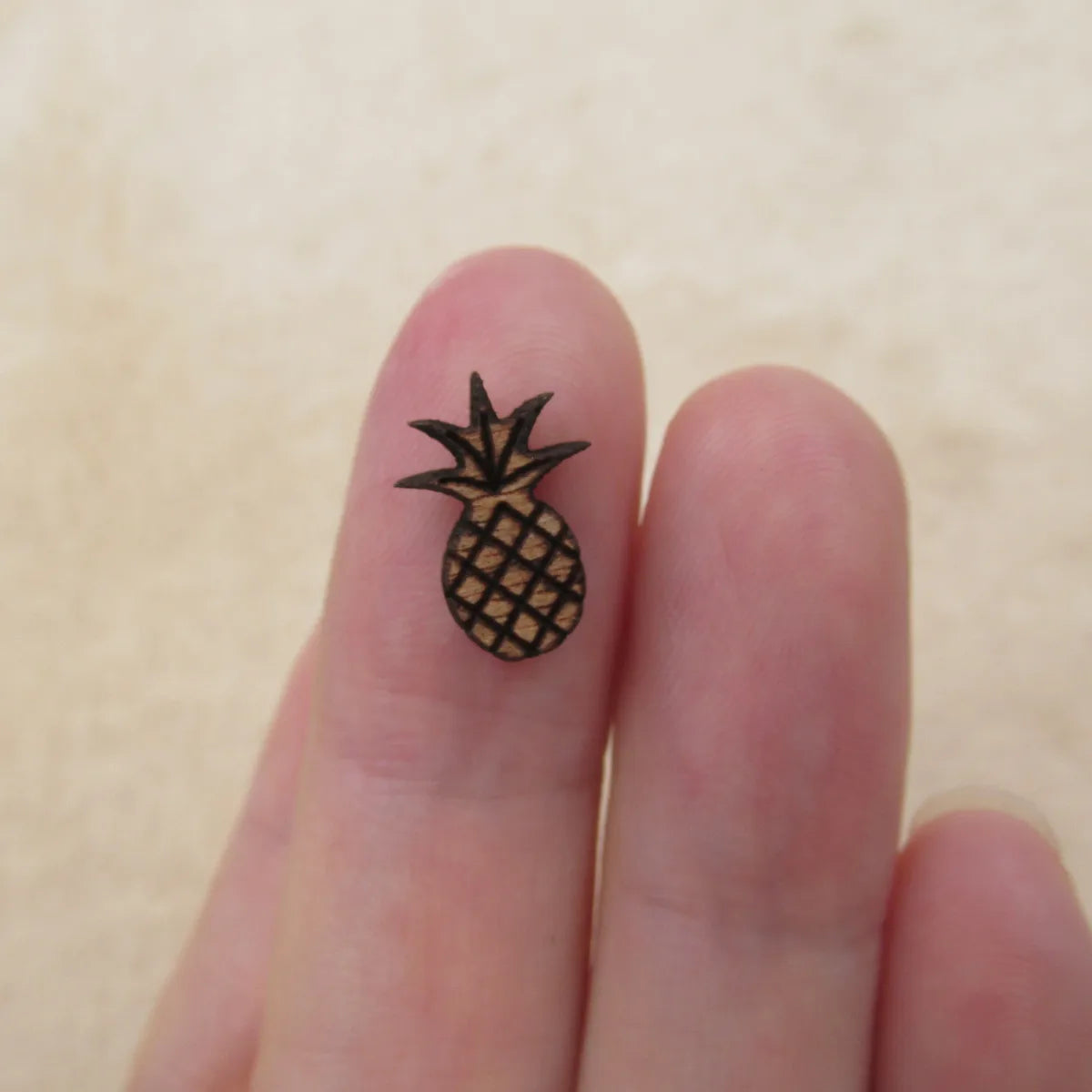 5 Pairs Unfinished Laser Engraved Wood Cabochon Shape Plants Pinapple Charms Wooden Jewerly Earrings Suppliers