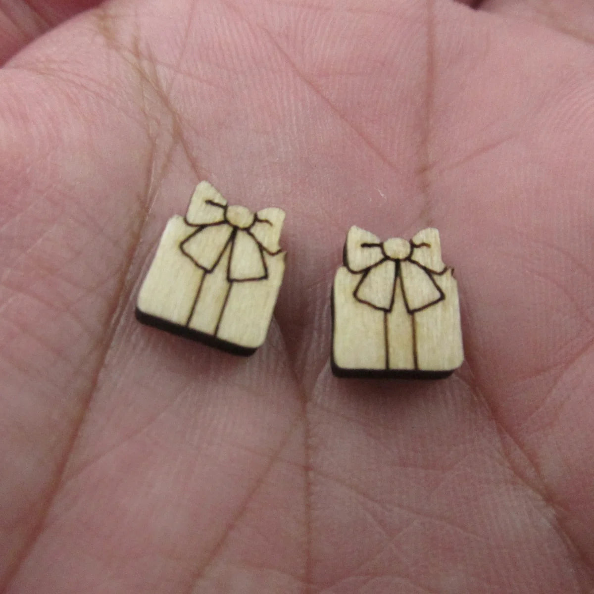 5 Pair Unfinished Blank Wooden Christmas Boho Bow Cabochon Wreath Candy Cane Post Christmas Gifts Boxes Wood Earrings Stud