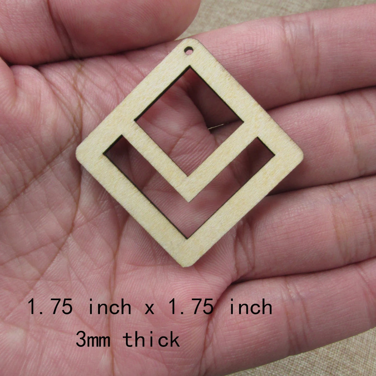 10pcs 1.75 inch Unfinished Wooden Blanks Square Macrame DIY Jewellery Dangle Earrings Parts Findings Accessories Supplies