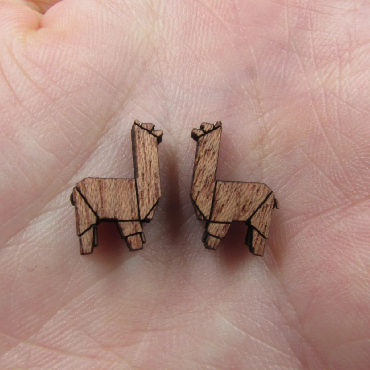 5 Pair Unfinished Blank Wild Animal Wooden Llama Alpaca Cabochon Charms Wood Shape Cutouts For DIY Craft  Earring Stud