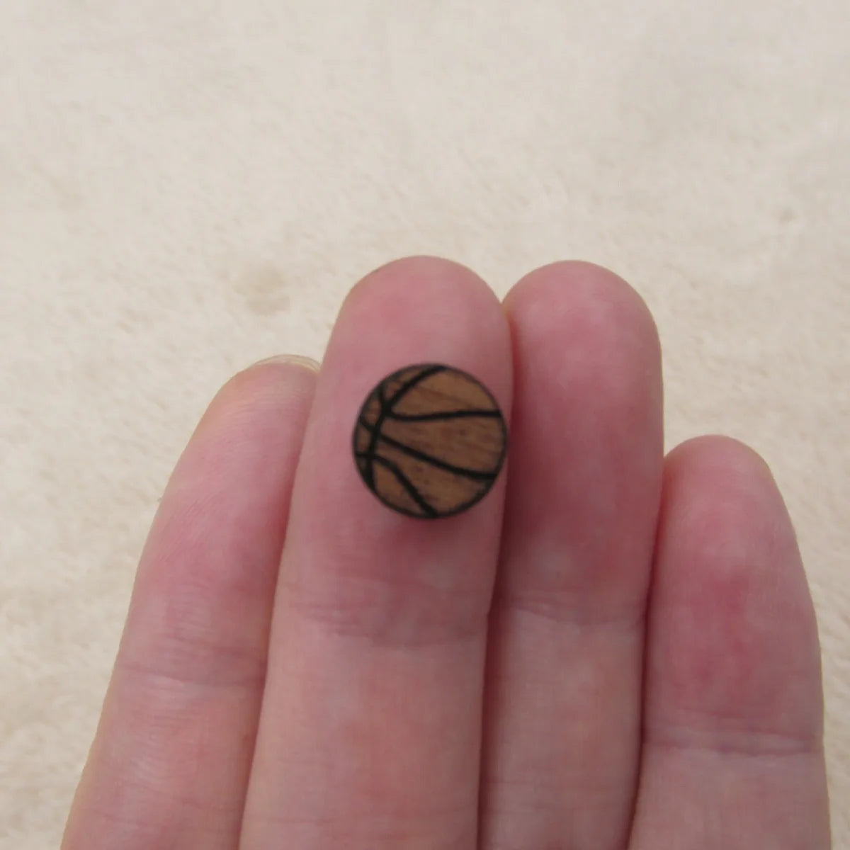 Mini Wood Shape Cabochon Unifished Earring Stud Blank Sport  Icon Ball Wooden Craft  Basketball   Earring Supplies