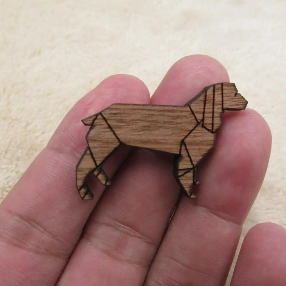 Unfinished Wood Accessory Geometric Animal Dog Shape Engraved Wooden Charms For DIY Jewerly Making