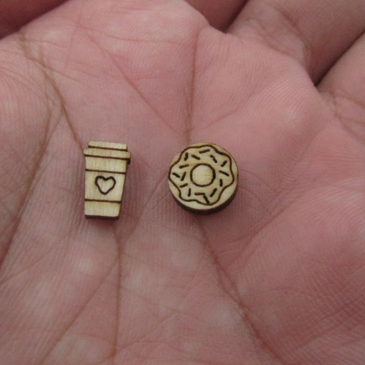 5 Pair Unfinished Blank Wooden Food Taco Macaron Cabochon Milk Cookies Post Coffee Donut Wood Earrings Stud Jewerly Finding