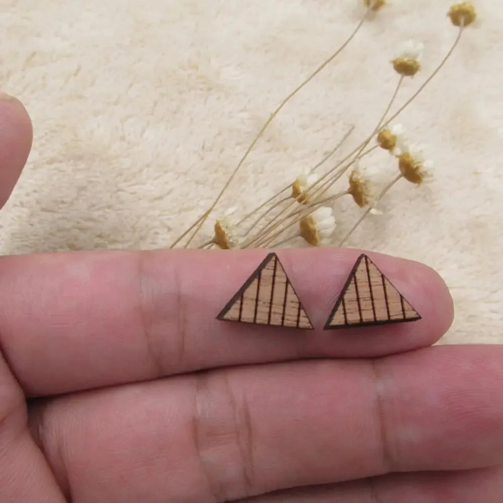 10pcs Unfinished Blank Wooden Geometric Triangular Mountain Shapes, DIY Wood Crafts Stud Earrings, Jewelry Making