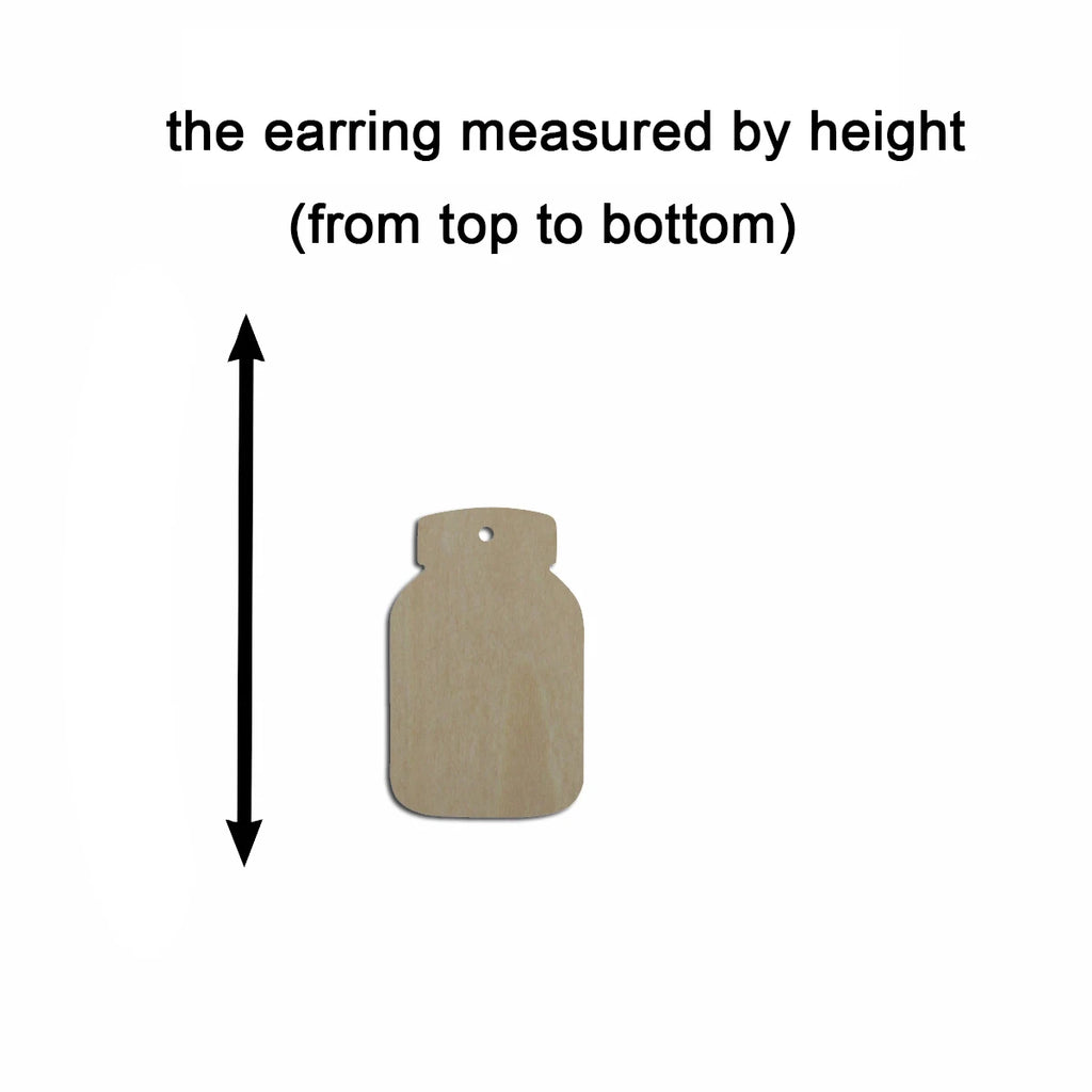 10pcs Multiple Size Unfinished Wooden Blanks Rustic Mason Jar Cutout Shape Dangle Earring For Jewelry Supplier