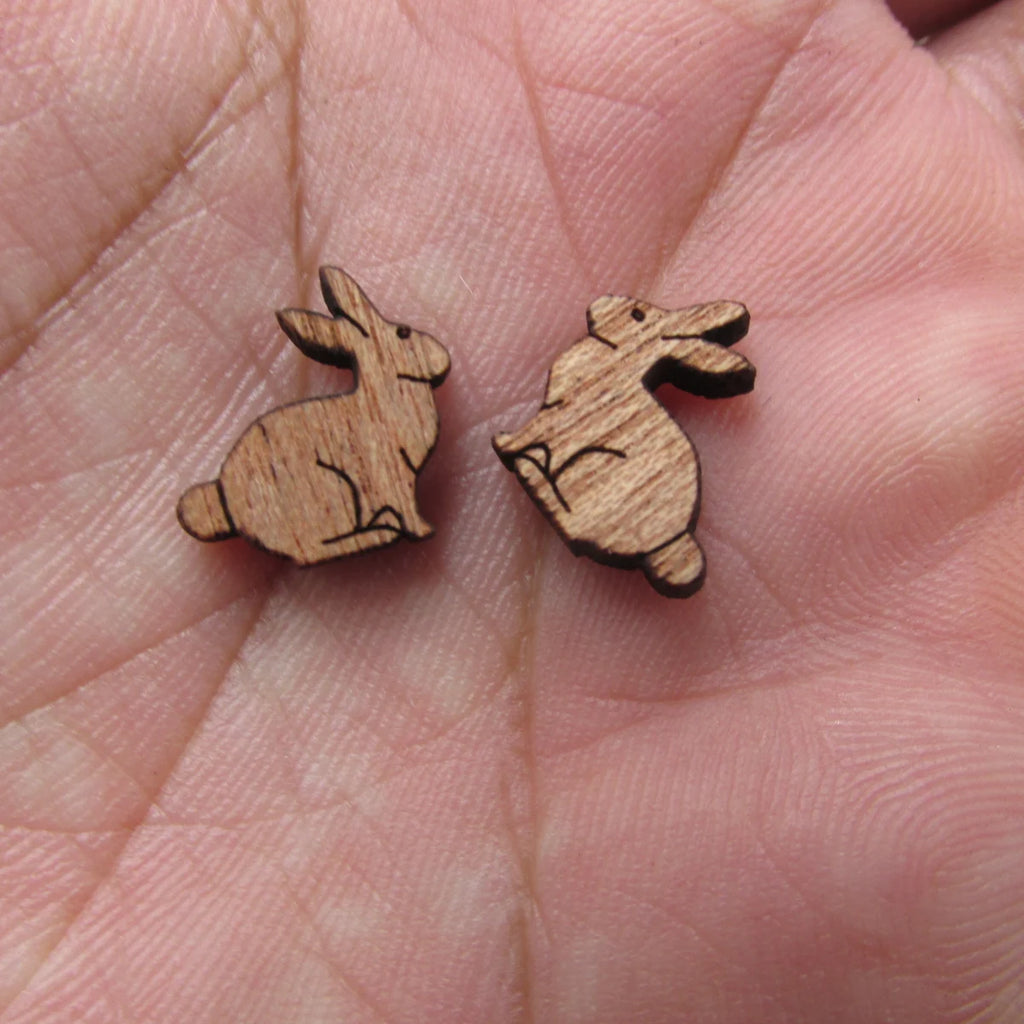 5 Pair Unfinished Blank Easter Wooden Bunny Rabbit Carrot Eggs Cabochon Wood Shape Cutouts For DIY Craft Earring Stud