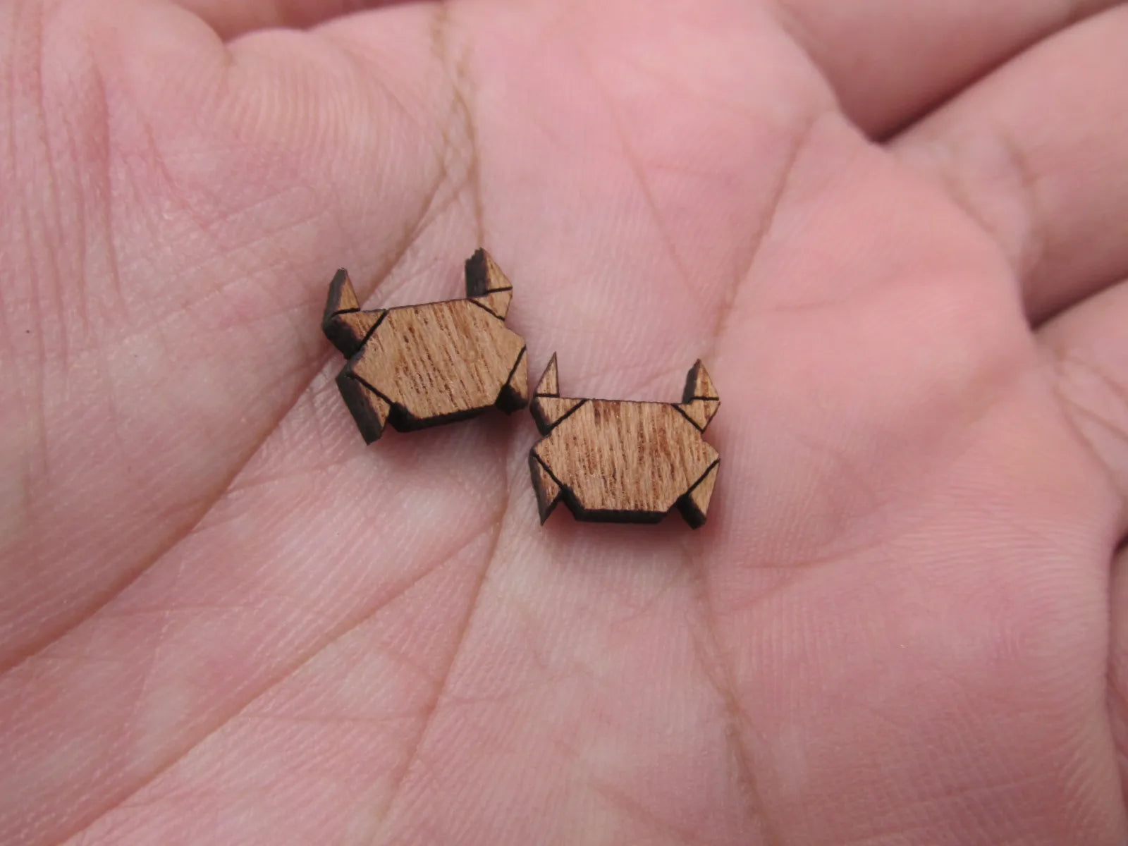 5 Pair Geometric Origami Unfinished Blank Wood Cabochon Sea Animal Crab Wooden Cutout Shapes For DIY Earrings Supplies