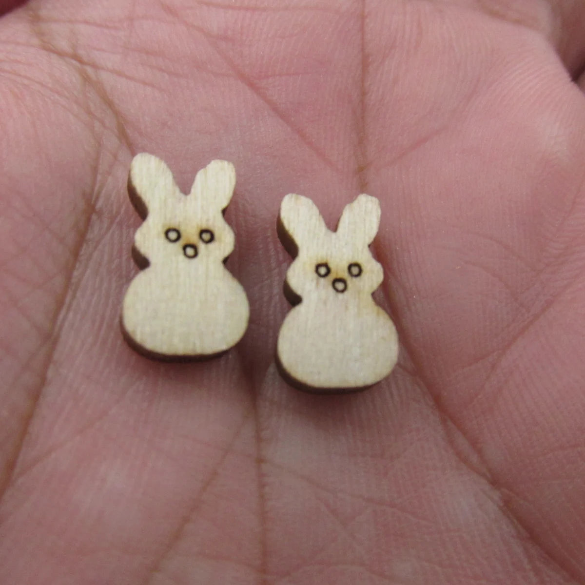 5 Pair Unfinished Blank Wooden Spring Rabbit Head Cabochon Easter Chocolate Bunny Post Wood Earrings Stud Handmade Jewelry Gift