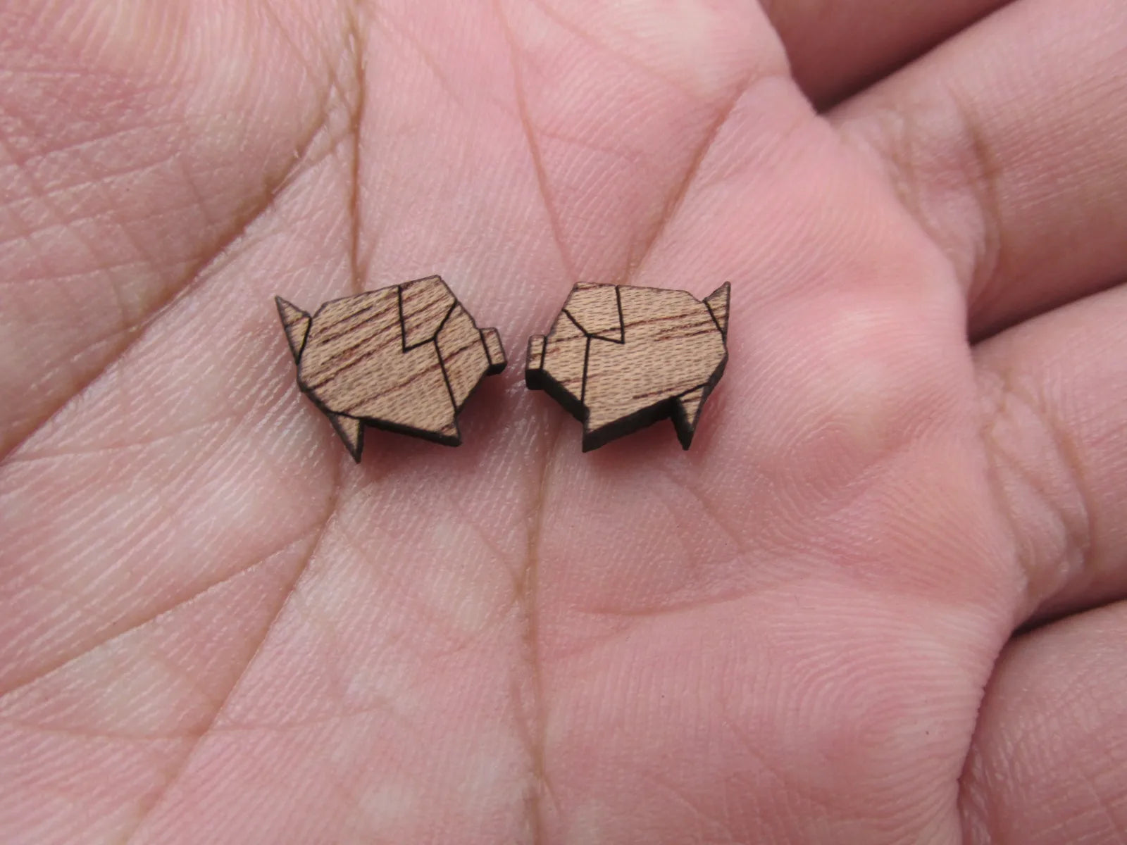 5 Pair Unfinished Laser Cut Blank Animal Wooden Pig Cabochon Charms Wood Shape Cutouts For DIY Craft  Earring Stud