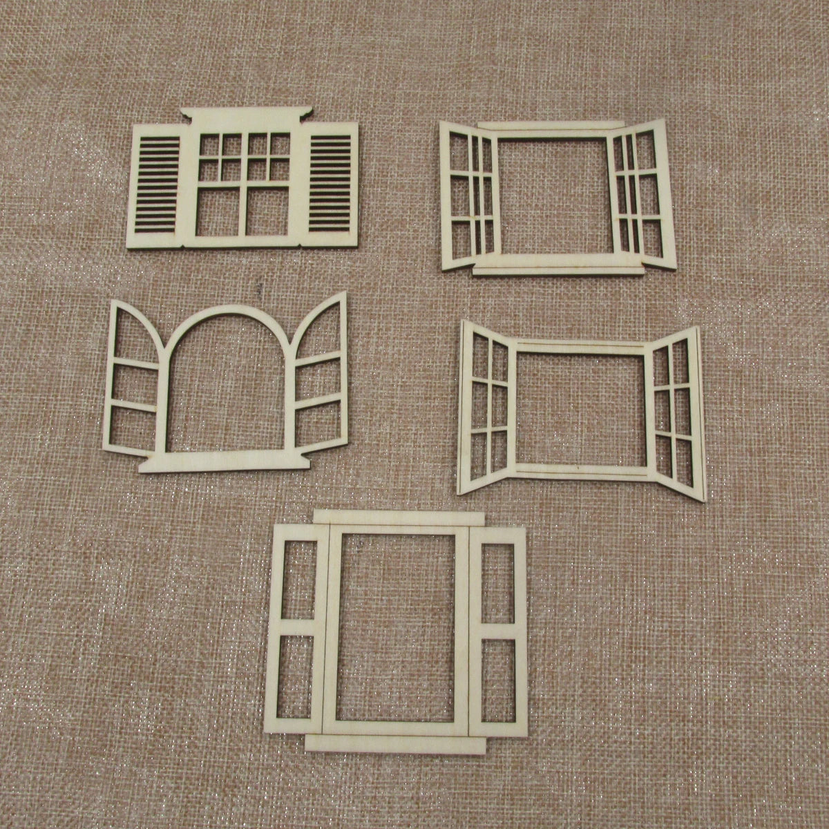 10Pcs Unfinished Blank Wooden Fairy Door Doll House Accessories, DIY Craft, Outside Windows