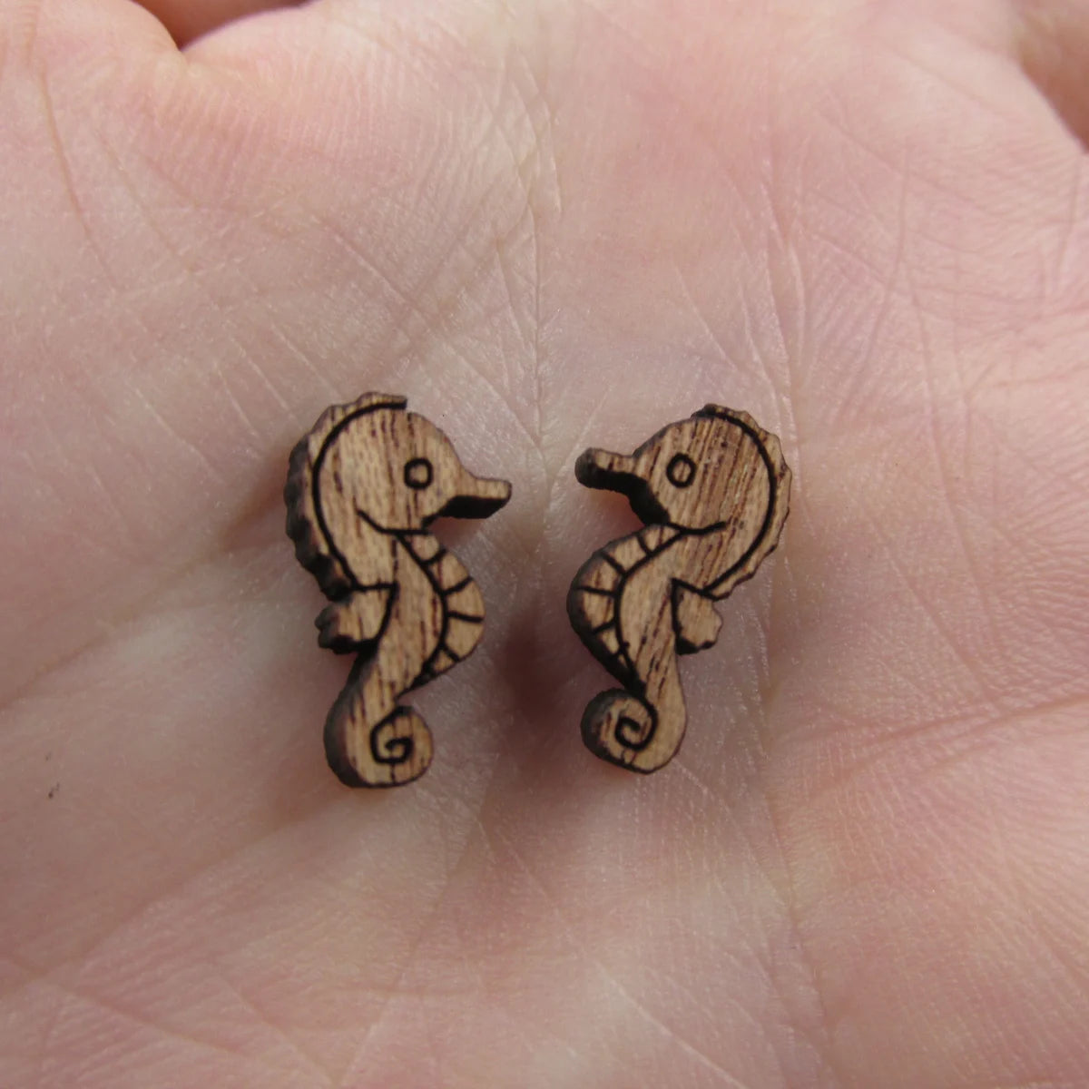5 Pair Unfinished Blank Under The Sea Animal Wood Horse  Wooden Cutout Shapes For DIY Stud Earrings Supplies
