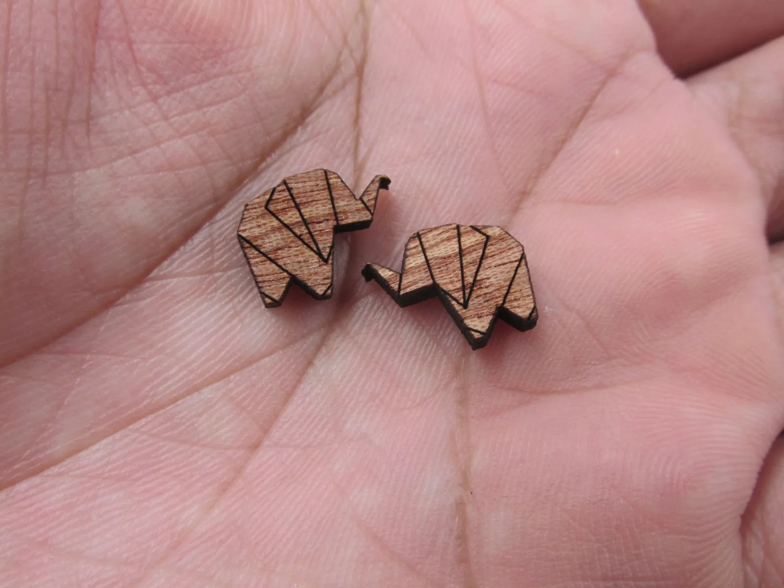 5 Pair Tiny Animal Elephant Wooden Cabochon Accessories Unfinished Wood Charms For DIY Handmade Earring Stud