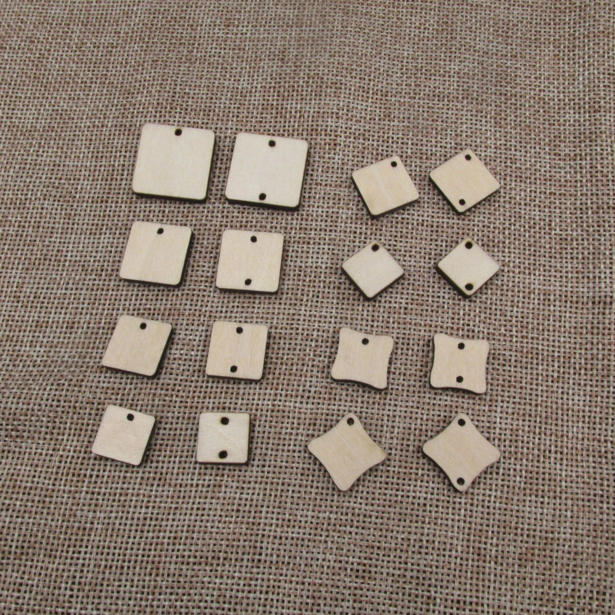 10 Pcs Unfinished Blank Wooden Geometric Square Shape Cutout Plywood Connector Jewelry Finding Supplies For Earrings