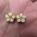 10pcs Unfinished Blank Tiny Morning Glory Flower Shape Mini Wood Boho Stud Earring Post Cabochon Handmade Charms