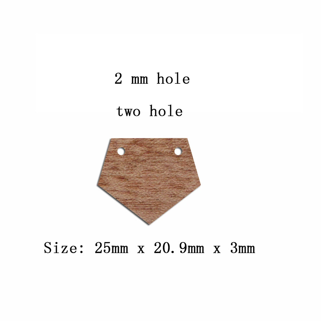 6pcs Unfinished Blank Wooden Half Tie Diamond Shape Earring Charms Connector Pendant for Jewelry Making