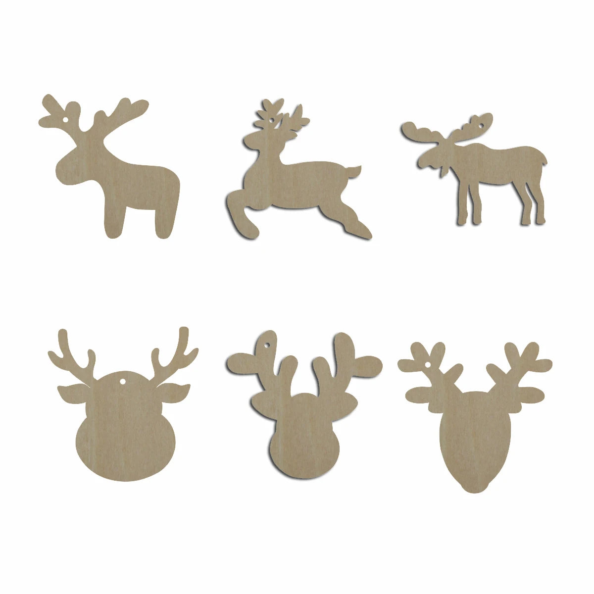 10pcs Bulk Unfinished Wooden Blank Christmas Reindeer Deer Head Cutout Shape For Dangle Earring Wood Jewelry Accessories