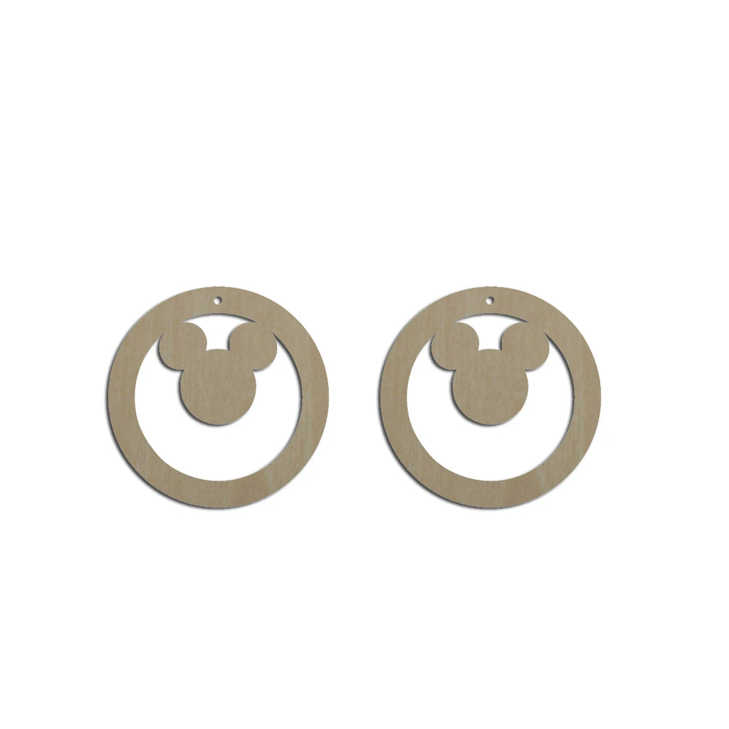 10pcs Unfinished Wood Blanks Circle Mouse Head Shape Macrame Earring Pendant Charm For DIY Jewelry Making