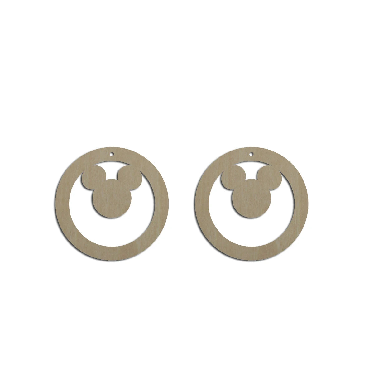 10pcs Unfinished Wood Blanks Circle Mouse Head Shape Macrame Earring Pendant Charm For DIY Jewelry Making