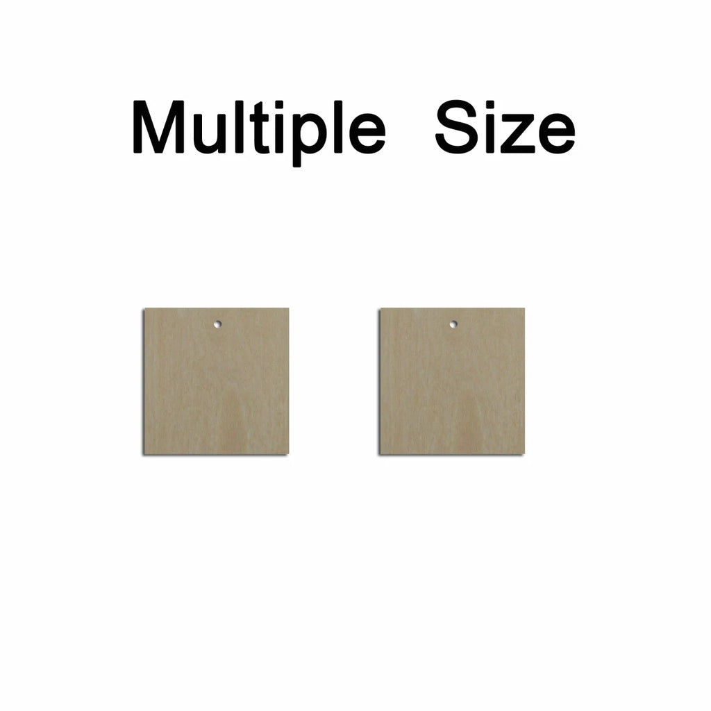 10pcs Multiple Size Unfinished Wooden Blanks Geometric Square Shape Dangle Earring For Jewelry Supplier