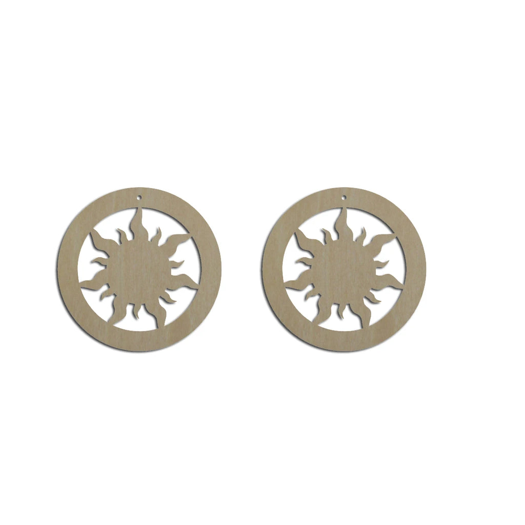 10pcs Unfinished Wood Blanks Circle Retro Sun Shape Macrame Earring Part Findings Wholesale For DIY Jewelry Making