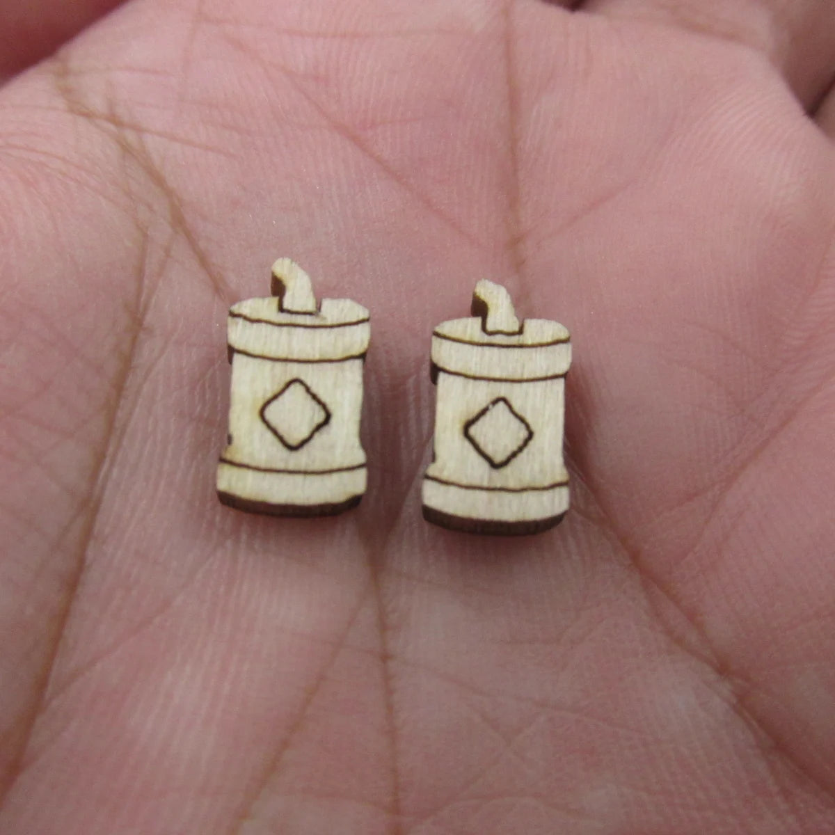 5 Pair Unfinished Blank Wooden History Month Cabochon Lunar New Year Amulet Firecracker Lantern Post Wood Earrings Stud