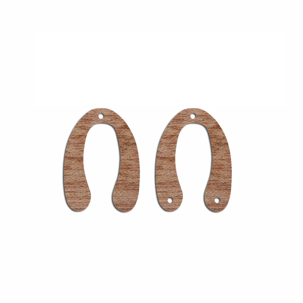 6pcs Unfinished 25mm x 18mm Blank Wooden U Semi Circle Post Stud Earring Connector Pendant for Jewelry Making