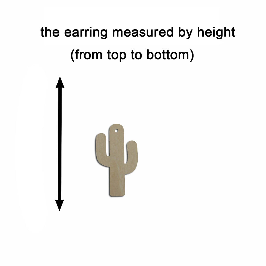 10pcs Multiple Size Unfinished Wooden Blanks Simple Cactus Cutout Shape Dangle Earring For Jewelry Supplier