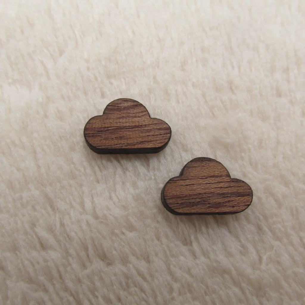 Tiny Wood Lightning Cloud Raindrop Cabochon Accessories Unfinished Blank Wooden Charms For  Earring Stud Making