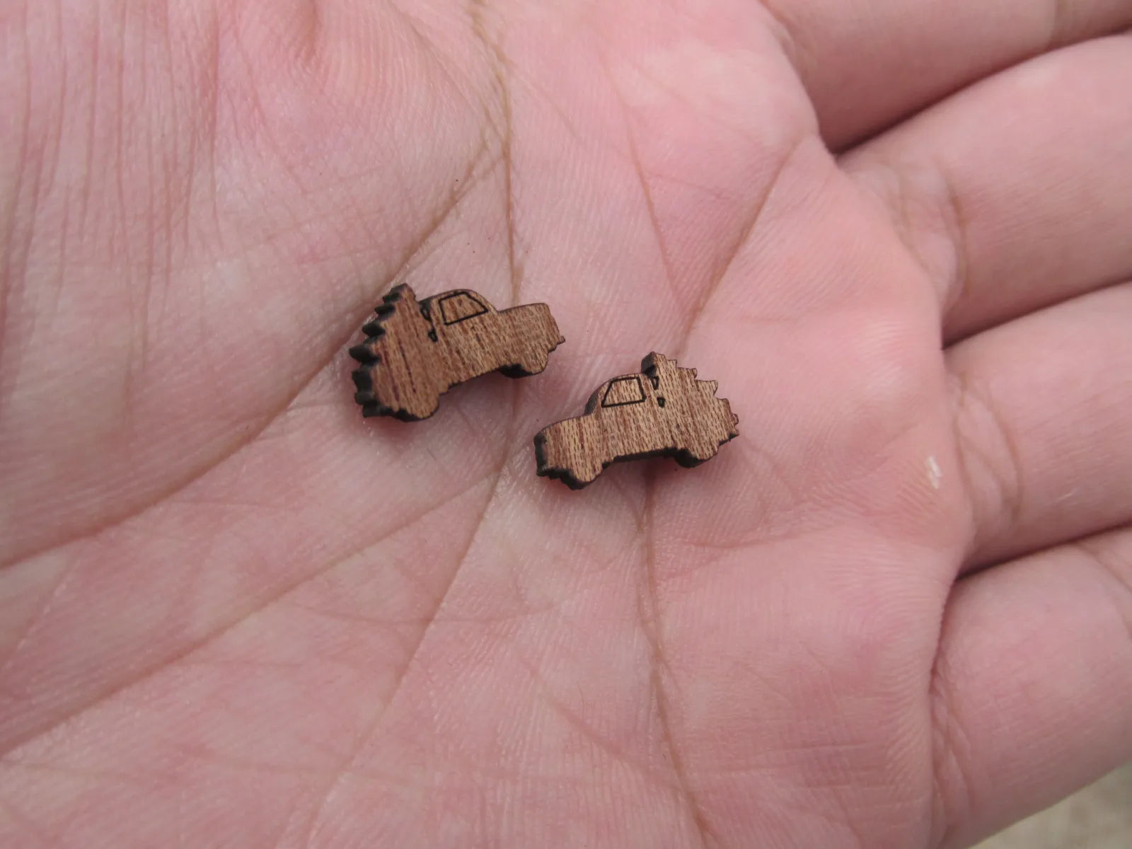 5 Pair Unfinished Blank MINI Wood Cabochon Christmas Car Trucks With Tree Wooden Cutout Shapes For DIY Stud Earrings Supplies