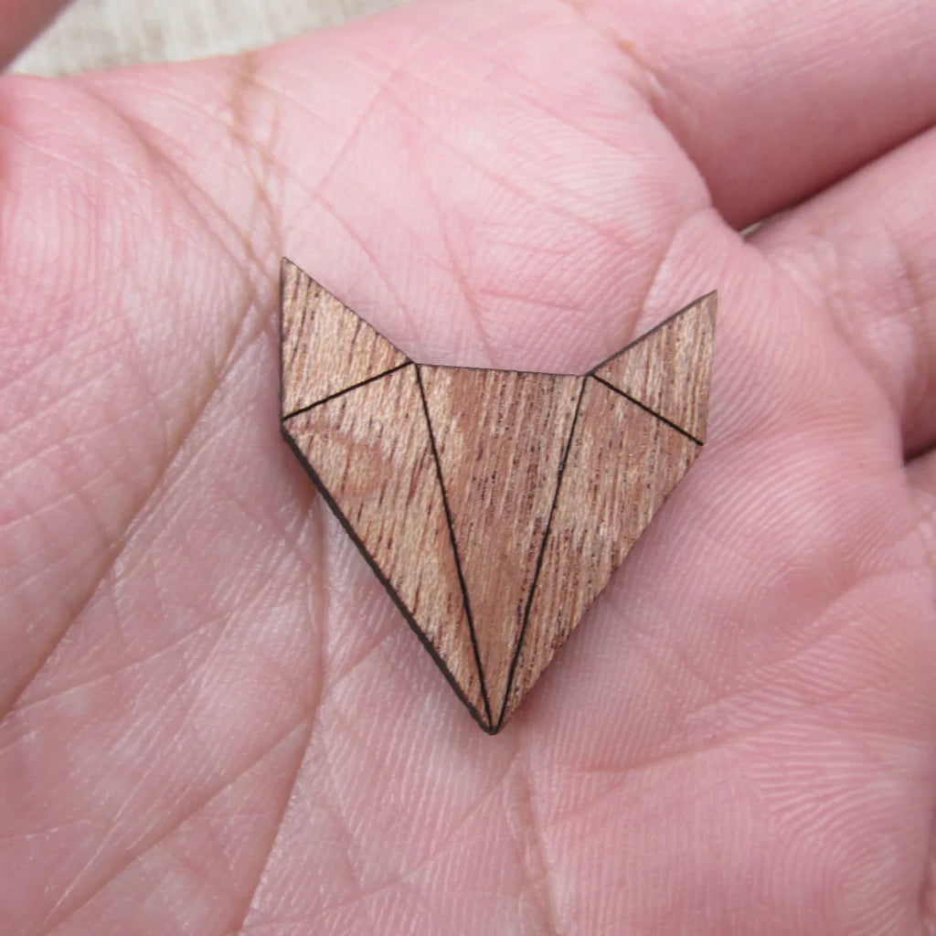 Unfinished Blank Wooden Geometric Animal Fox Head Accessory For Brooches Enamel Pin Necklace Jewelry DIY Handmade