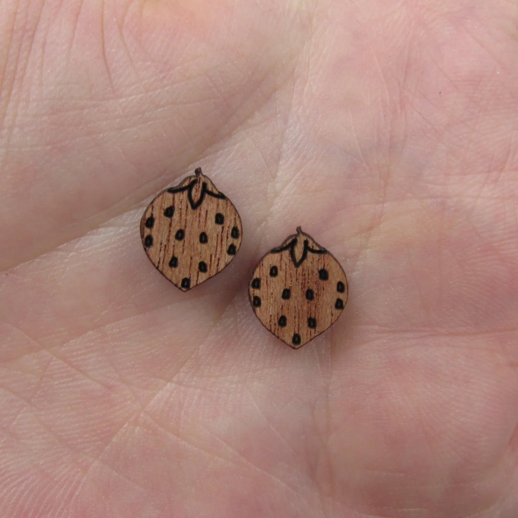 5 Pair Unfinished Blank Foods Wooden Fruits Pear Strawberry Grape Cabochon Wood Shape Cutouts For DIY Craft Earring Stud