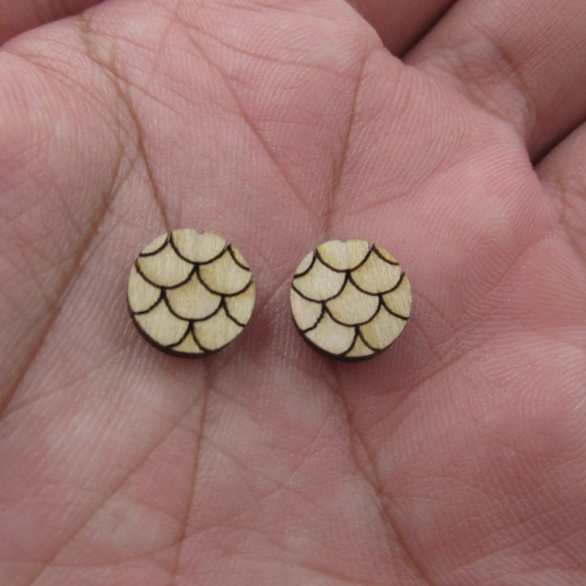 5Pair Unfinished Blank Wood Summer Mermaid Cabochon Beach Mermaid Tail Post Earrings Stud Jewerly Findings