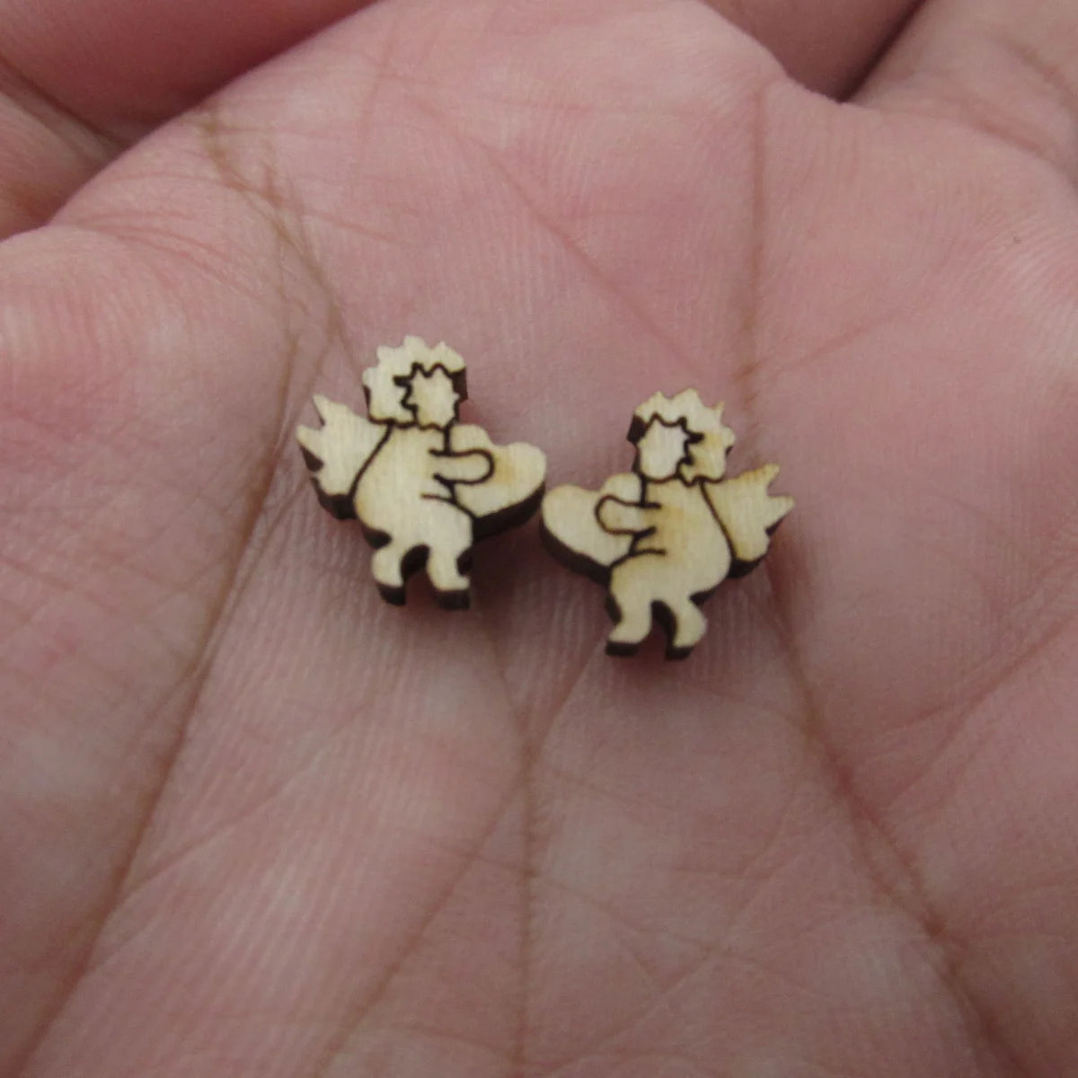 5 Pair Unfinished Blank Wooden Chocolate Heart Gift Box Cabochon Valentines Day Cupid Heart Post Sucker Wood Earrings Stud