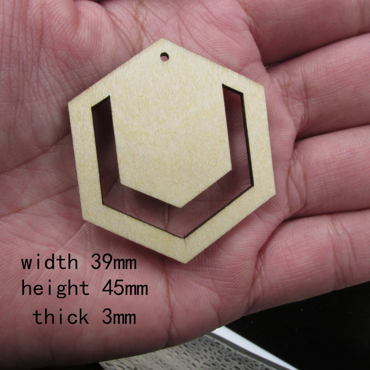 10pcs 1.75 inch Unfinished Wooden Blanks Geometric Hexagon Macrame DIY Earrings Parts Findings Accessories Supplies