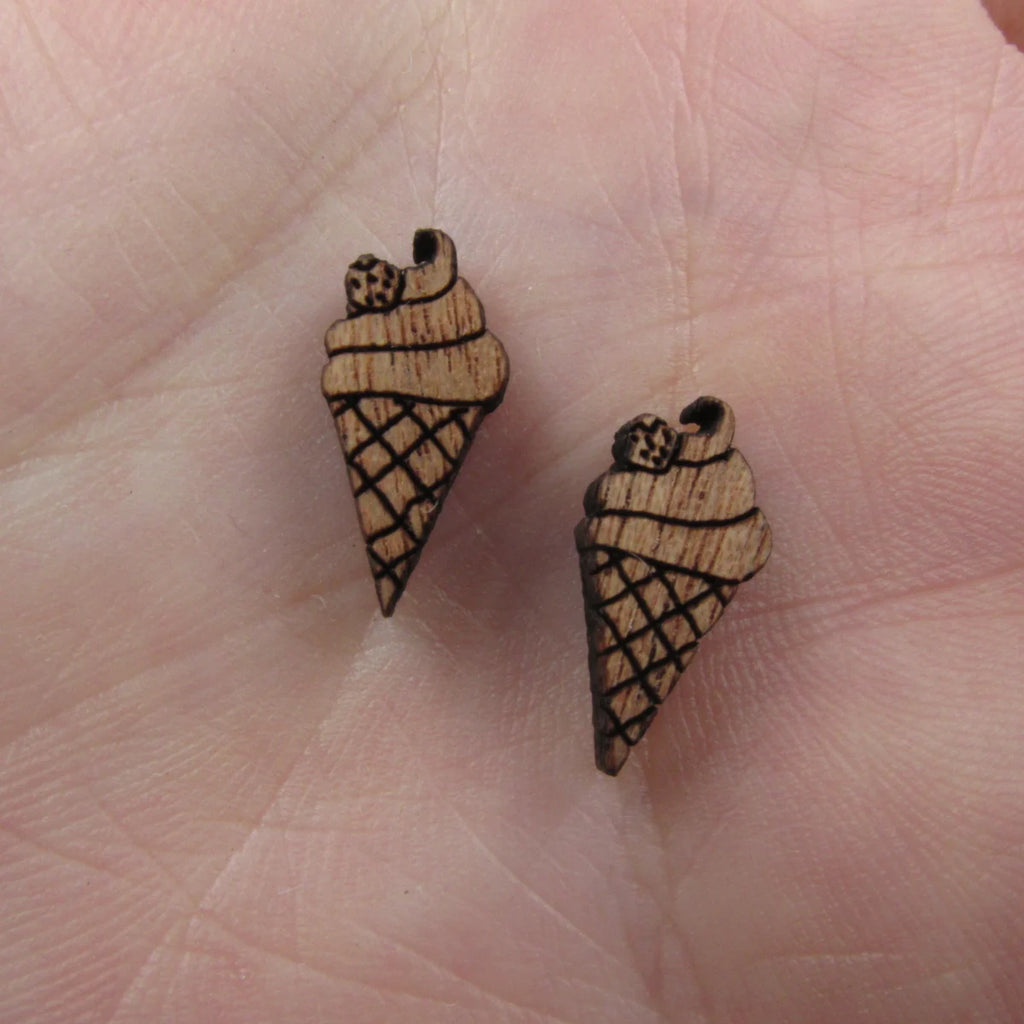 5 Pair Unfinished Blank Summer Beach Ice Cream Heart Wooden Cutout Shapes For DIY Stud Earrings Supplies