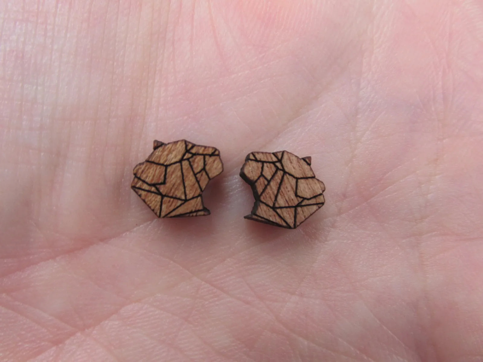 5 Pair Unfinished Blank Woodland Wild Animal Wooden Tiger Cabochon Charms Wood Shape Cutouts For DIY Craft  Earring Stud