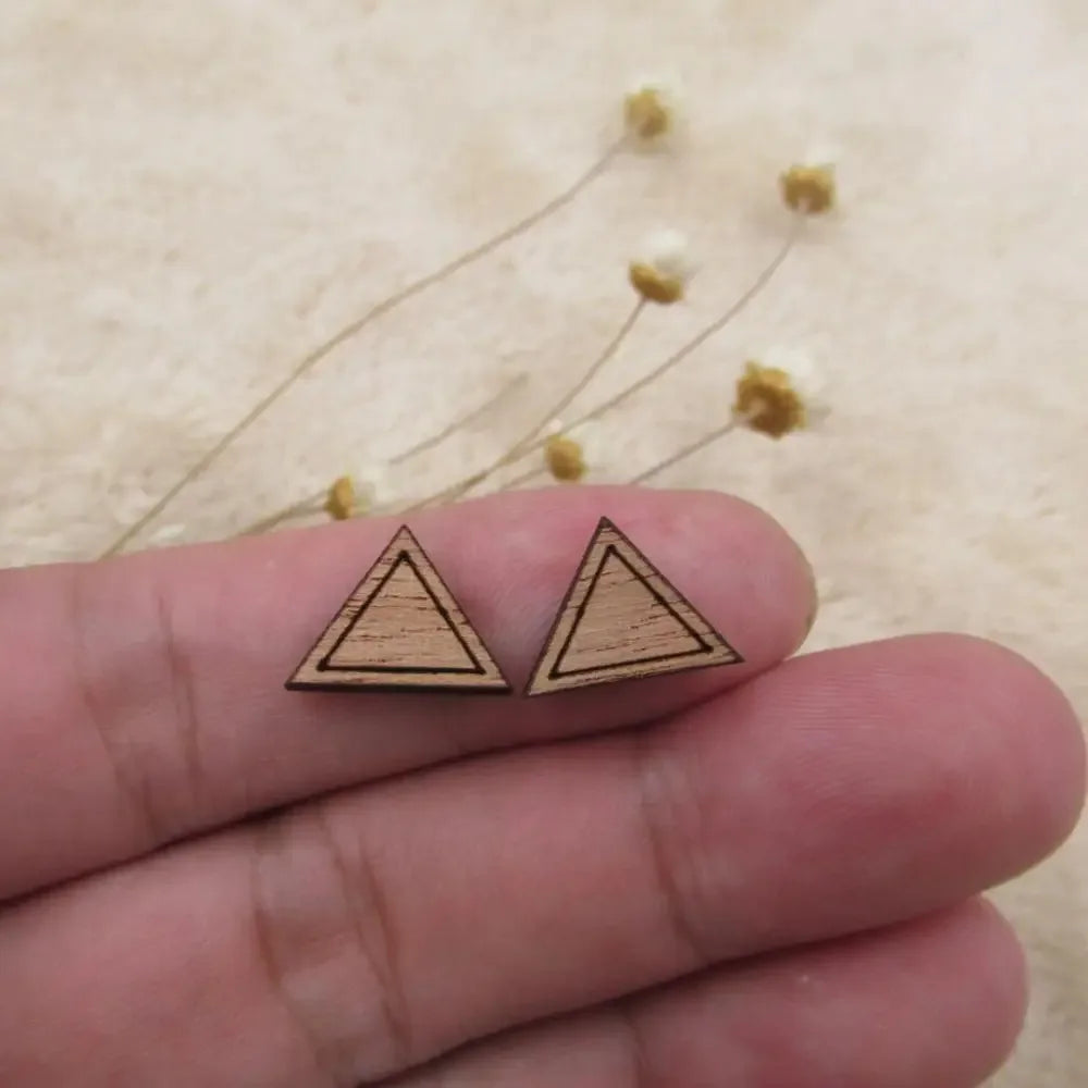10pcs Unfinished Blank Wooden Geometric Triangular Mountain Shapes, DIY Wood Crafts Stud Earrings, Jewelry Making