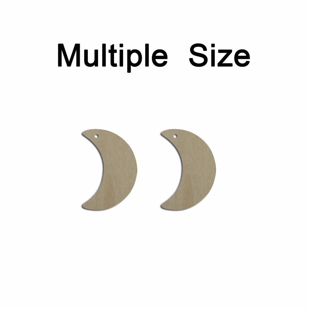 10pcs Multiple Size Unfinished Wooden Blanks Crescent Moon Cutout Shape Earring For Jewelry Supplier