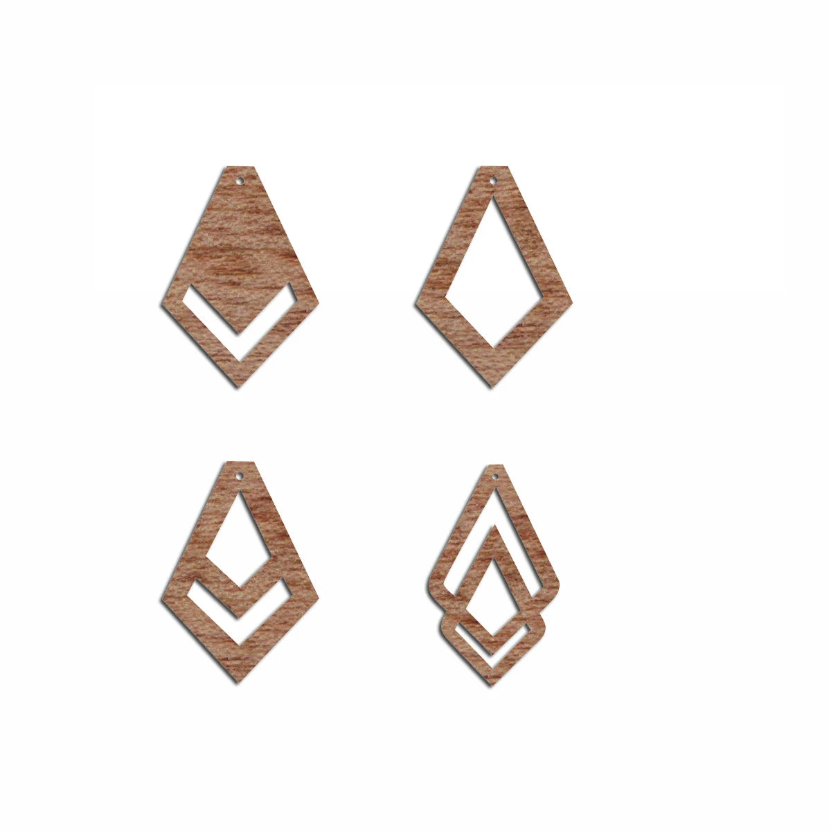6pcs Unfinished Blank Wooden Geometric Tie Shape Macrame Wood Earring Charms Pendant for Jewelry Making
