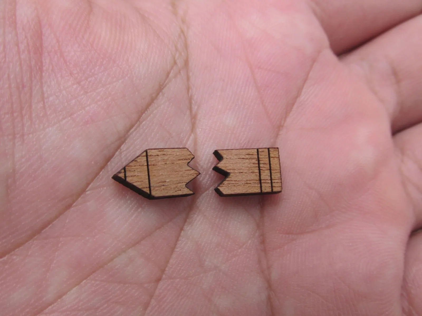 5 Pair Back to School Unfinished Blank Wood Cabochon Pencil Wooden Cutout Shapes For DIY Stud Earrings Supplies