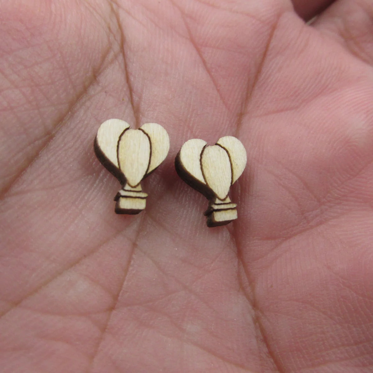 5Pair Unfinished Blank Wooden Summer Style Hot Air Balloon Cabochon Post Earrings Stud Jewerly Finding For Diy Wood Craft