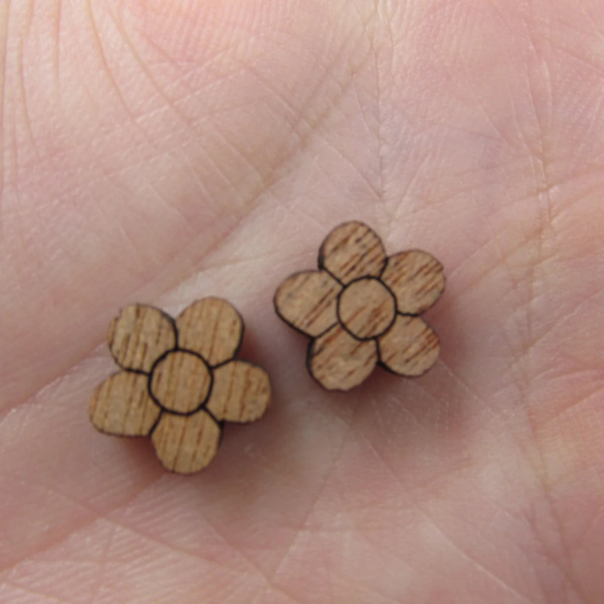 5 Pair Unfinished Blank Plant Wood Flower Icon Wooden Cutout Shapes For DIY Stud Earrings Supplies
