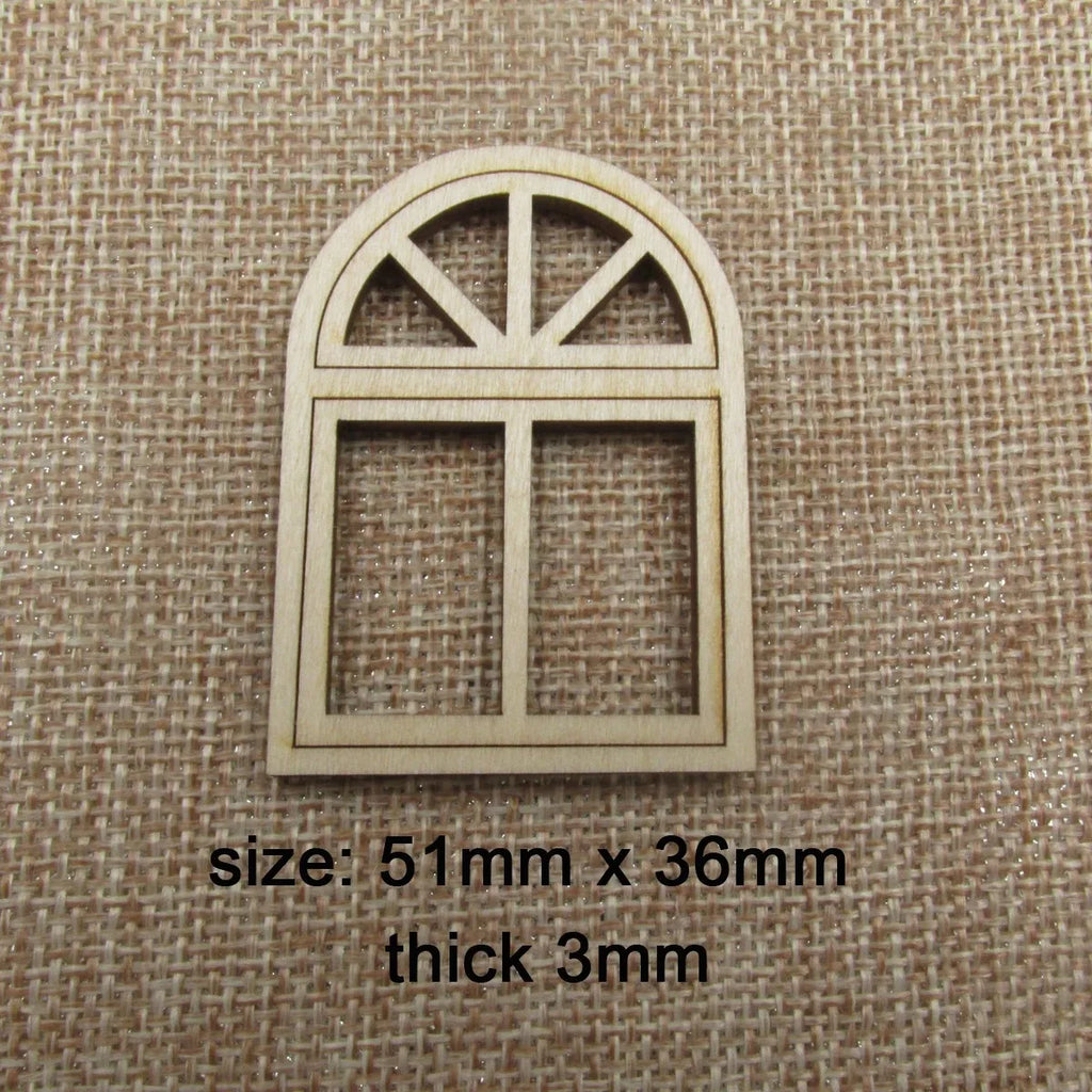 10pcs Unfinished Blank Wood Window Fairy Church Shape Wooden Fairy Windows Cutout Door House Accessories For DIY Craft