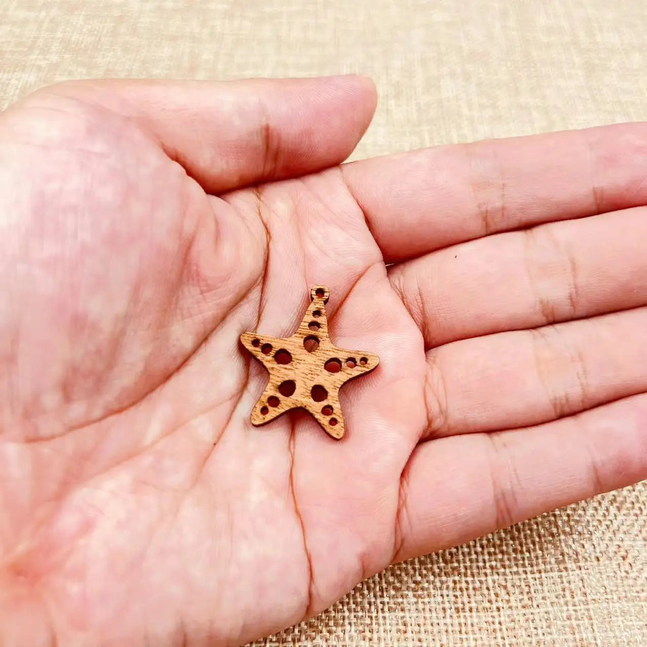 6pcs Unfinished Wood Sea Animal Ocean Starfish Charms Star Fish Earring Pendants For Jewelry Making DIY Handmade Crafte