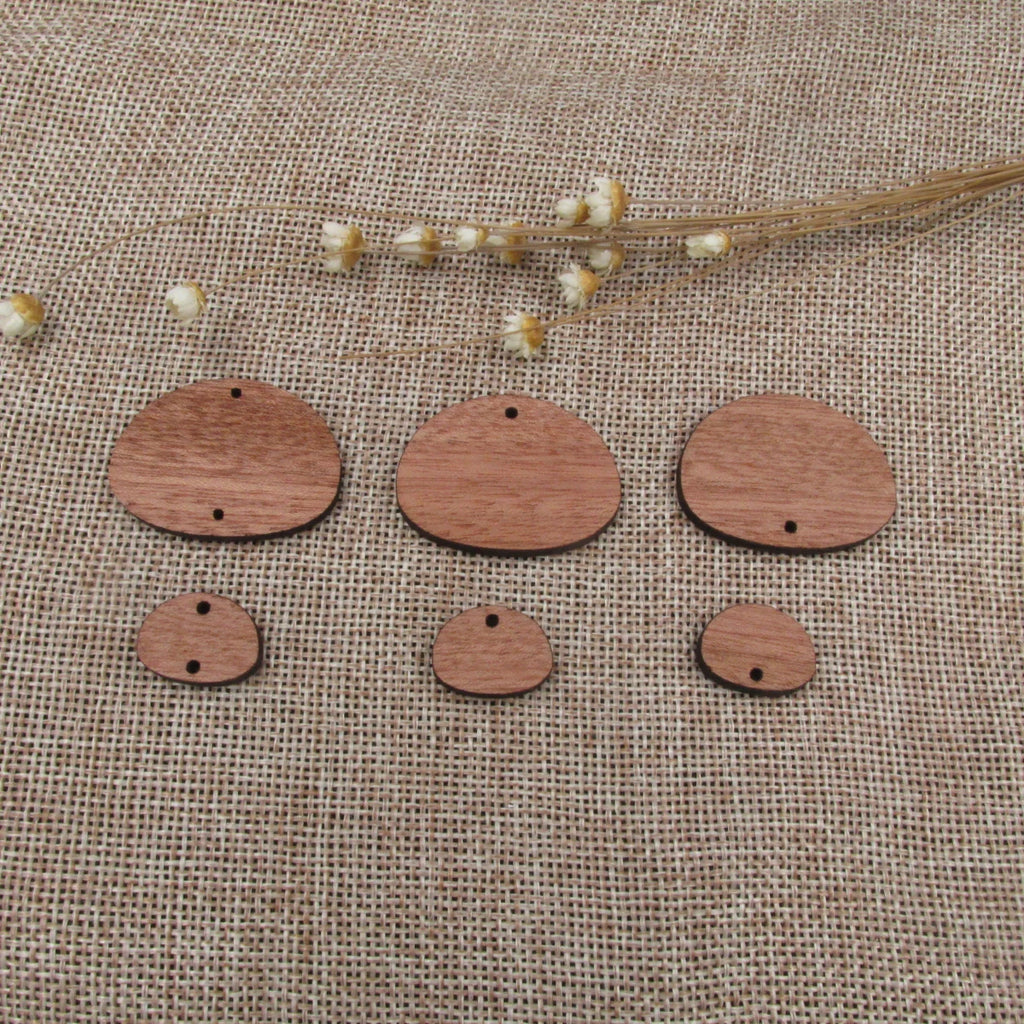 6 Pcs Unfinished Blank Wooden Classics Stone Wood Shape Cutout Necklace Earring Pendant Connector For  DIY Making Jewelry