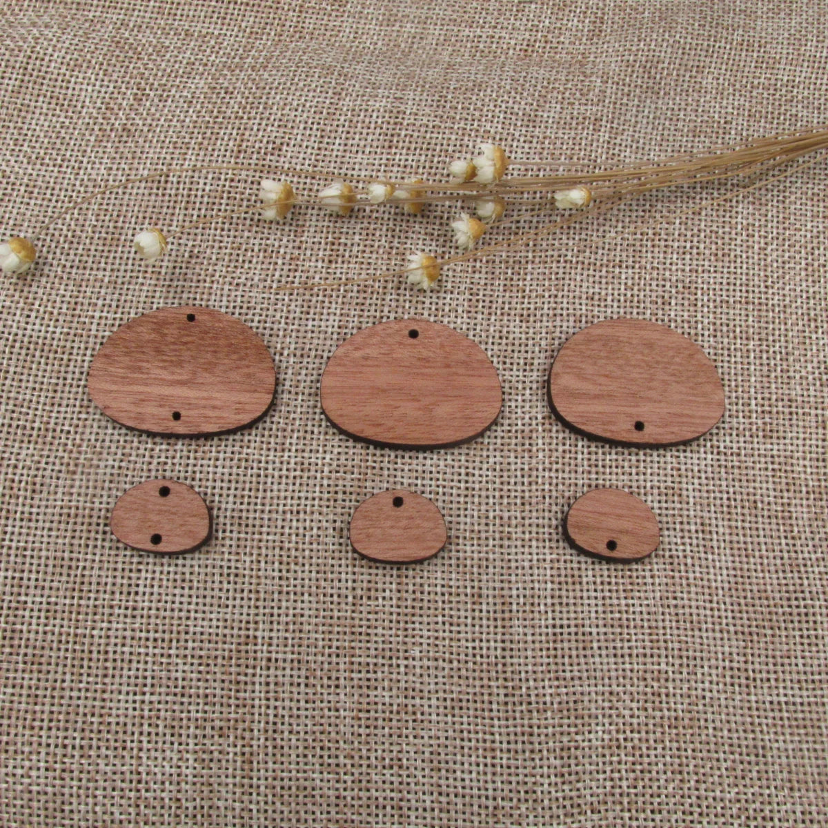6 Pcs Unfinished Blank Wooden Classics Stone Wood Shape Cutout Necklace Earring Pendant Connector For  DIY Making Jewelry